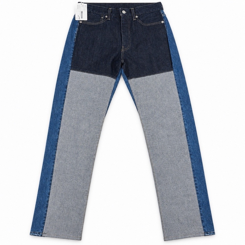 KURO Denim Remake Pants Made in Japan Monster Stretch Indigo Patchwork Jeans L